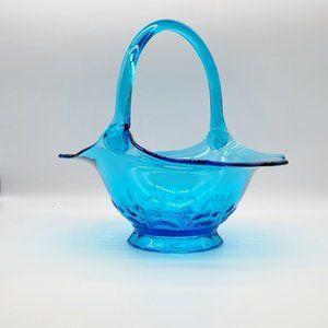 Blue Bridal Basket Indiana Glass Blue Duchess Fleur de Lis
